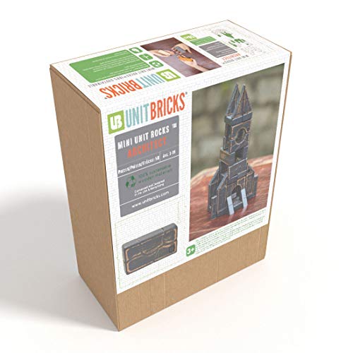 Ukidz UNITBRICKS Wooden Building Set for Age 3+. 58 pcs Mini Unit Rocks - Based on Pratt's Scale Standard Unit Blocks
