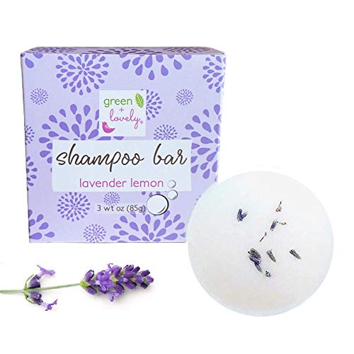 Green+Lovely Lavender Lemon Shampoo Bar for Hair, SLS Free, Sulfate Free Shampoo, Lavender Botanicals. Made with Natural and Organic Ingredients. Paraben Free.