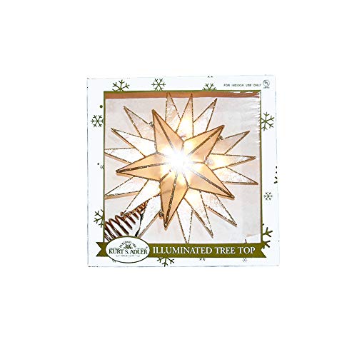 Kurt Adler Kurt S. Adler 10-Light Gold Capiz Star Treetop, White