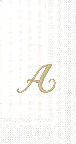 Boston International Ideal Home Range 3-Ply Paper Monogram Guest Towel, White/Gold (Pack of 2) (2, Letter A)