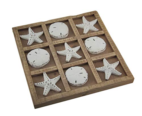 Moby Dick Specialties Zeckos Starfish and Sand Dollar 9 inch Tic Tac Toe  Game Board