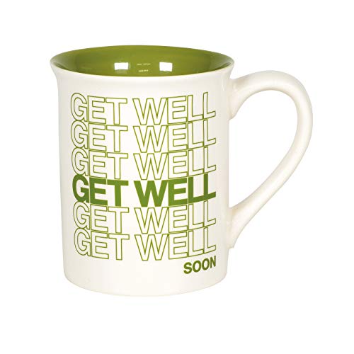 Enesco 6006216 Our Name is Mud Get Well Soon Repeating Type Coffee Mug, 16 Ounce, Green and White