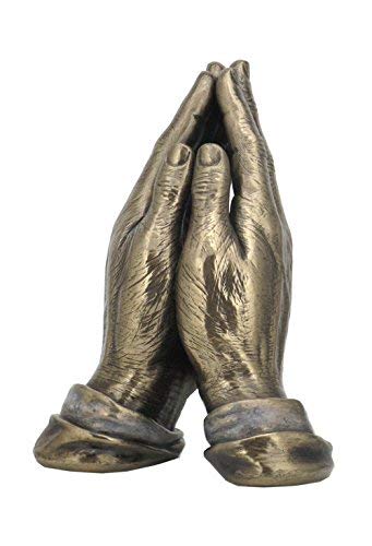 US 5.5 Inch Cold Cast Bronze Color Praying Hands Figurine Statue Male