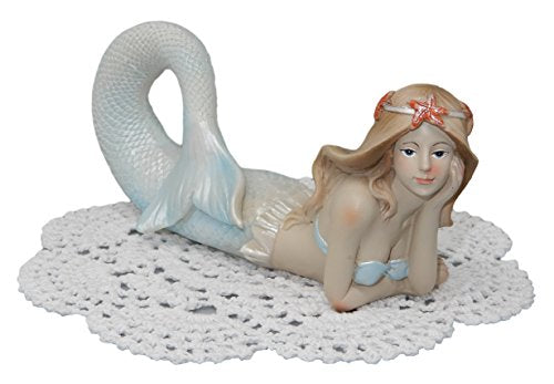 Beachcombers Coastal Life Decorative Sand and Shell/Resin Figurine with Westbraid Doily (Laying Mermaid, 03183)