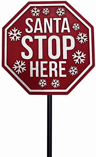 Spoontiques 21231 Santa Stop Here Stake, Multicolored