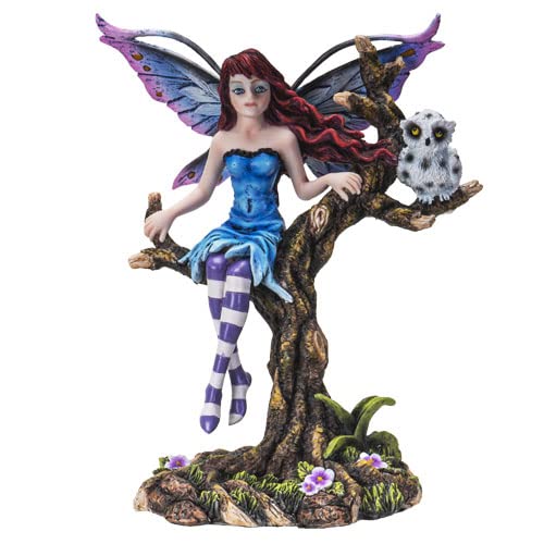Pacific Trading Fairyland Winged Fairy with Owl Resin Figurine