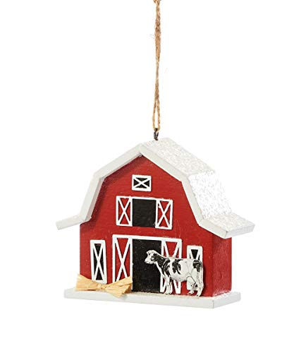 Giftcraft 664897 Barn Ornament, 4-inch Length, MDF