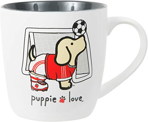 Pavilion Gift Company Bone China 17 Oz Mug-Puppie Love Soccer Dog, Red
