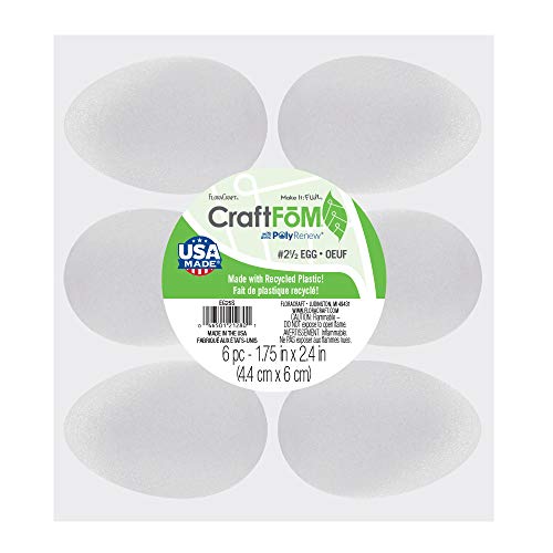 FloraCraft Styrofoam Eggs, 2 1//2-Inch-by-1 7/8-Inch Egg, Hen, 6 Per Package