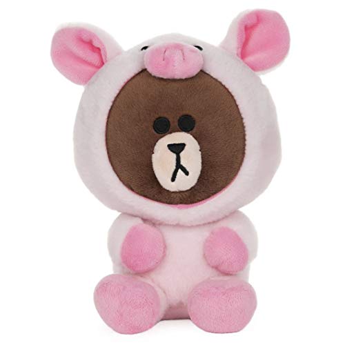 GUND LINE Friends Piggy Brown Bear Plush Stuffed Animal, 7"