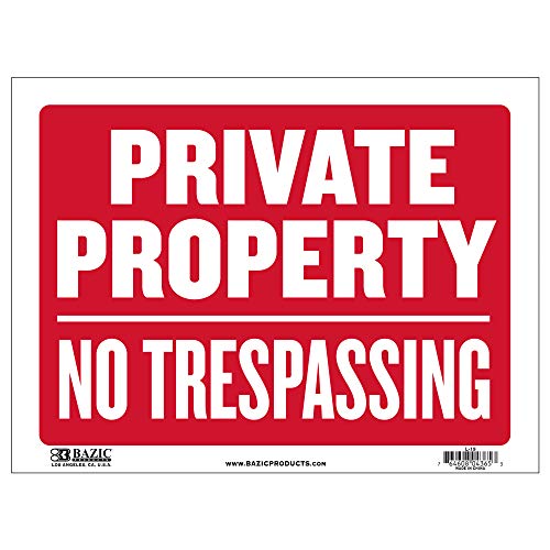 BAZIC 12" X 16" Private Property No Trespassing Sign, Warning Restricted Area Authorized Home Store Plastic Signs, Vinyl Weather Resistant Waterproof Indoor Outdoor Signage, 1-Pack