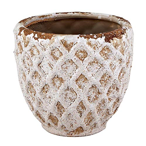 Creative Brands 47th & Main Diamond Patterned Planter/Pot, Small, Distressed White