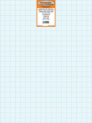 Chartpak Clearprint Vellum Sheets with 8x8 Fade-Out Grid, 18x24 Inches, 16 lb., 60 GSM, 1000H 100% Cotton, 10 Sheets Per Pack, Translucent White (10202222)