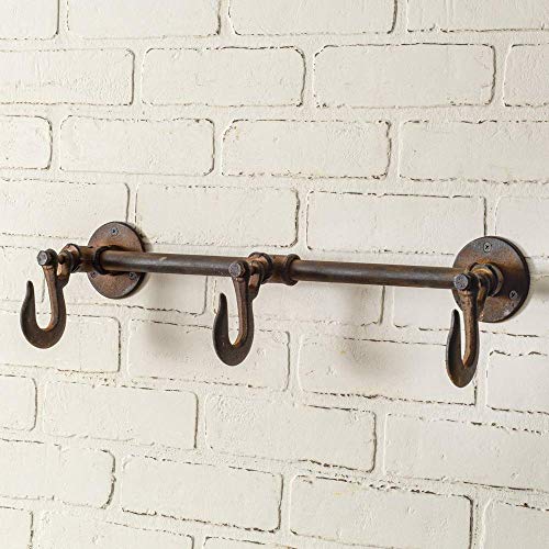 CTW Home Collection 420167 Industrial Three Hook Wall Rack, 5-Inch Height, Cast Iron