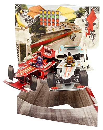 Boston International Santoro Swing 3D Pop-Up Greeting Card, Racing Cars