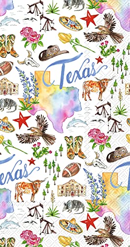 Boston International Rosanne Beck State Collection IHR 3-Ply Guest Towel Buffet Paper Napkins, 16-Count, Texas
