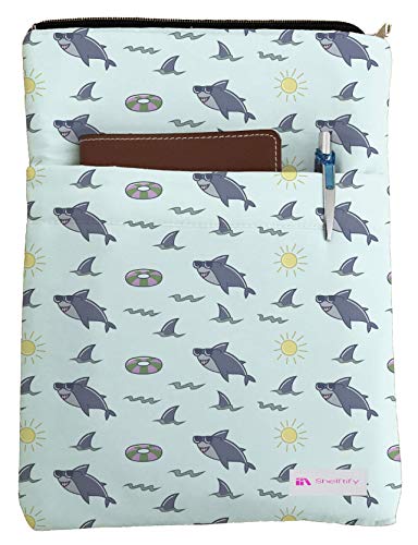 Shelftify Happy Sharks Book Sleeve - Book Cover for Hardcover and Paperback - Book Lover Gift - Notebooks and Pens Not Included