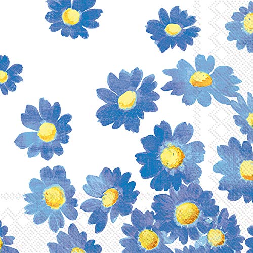 Boston International IHR 3-Ply Cocktail Beverage Paper Napkins, 5 x 5-Inches, Agnetha Blue
