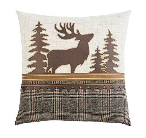 Comfy Hour Wildlife Collection 14"x14" Plaid Moose Accent Pillow Throw Pillow Fashionable Cushion, Polyester