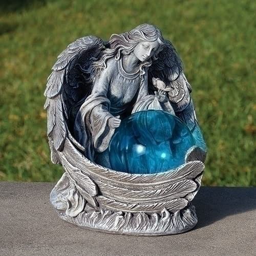 Roman LED Kneeling Angel Solar Light Statue, 9-inch Height, Outdoor Decor, Garden Accent, Home Accessories