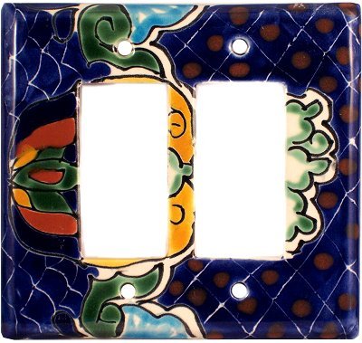 Fine Craft Imports Double Decora Blue Mesh Talavera Switch Plate
