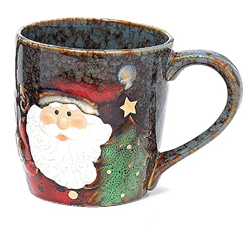 burton + BURTON Yuletide Charms Collection 18 Ounce Santa Face Marbleized Porcelain Holiday Mug