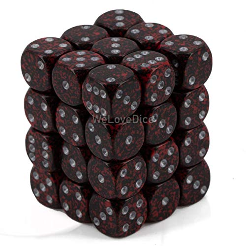 DND Dice Set-Chessex D&D Dice-12mm Speckled Silver Volcano Polyhedral Dice Set-Dungeons and Dragons Dice Includes 36 Dice D6