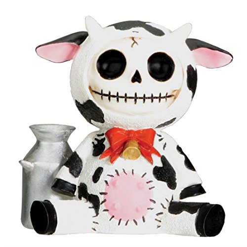 Pacific Trading SUMMIT COLLECTION Furrybones Moo Moo Signature Skeleton in Dairy Cow Costume with Tin Milk Can