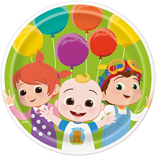 Unique Industries Unique Cocomelon Round Dessert (8 Pk) 7" Plates, 7", Multicolor