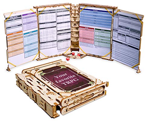 Ukidz Ugears Game Master's Screen - Build Your Own Wizard Wooden Screen with 2, 3 or 4 Panels with an Easy Cheat Sheets (A4 or 8.5" x 11")