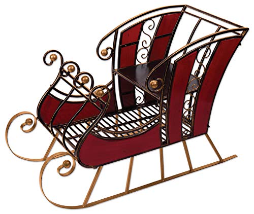 Sunset Vista 38 inches Red Wood and Metal Sleigh Christmas Decor