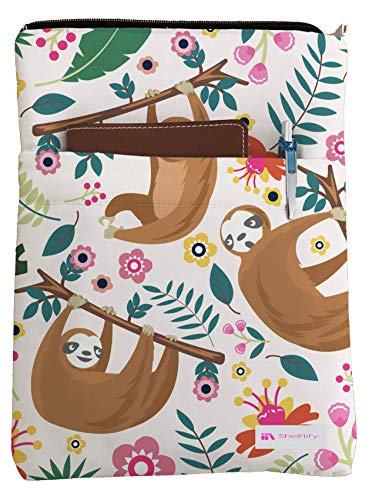 Shelftify Sloths and Flowers Book Sleeve - Book Cover for Hardcover and Paperback - Book Lover Gift - Notebooks and Pens Not Included