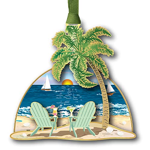 Beacon Design Margarita in Paradise Ornament with Sunset Palm Tree, Tree Decoration for Coastal Beach Summer Lover