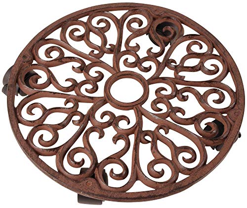 Esschert Design Large Cast Iron Plant Trolley - Round