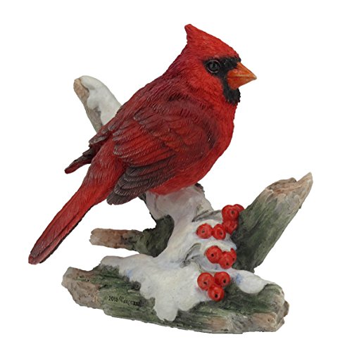 Unicorn Studio 4.25 Inch Cardinal Bird on Snowy Branch Decorative Figurine, Red