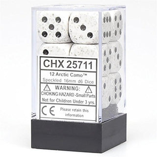 Chessex DND Dice Set - Chessex D&D Dice - 16mm Speckled Artic Camo Plastic Polyhedral Dice Set-Dungeons and Dragons Dice ludes 12 Dice D6, Various (CHX25711)