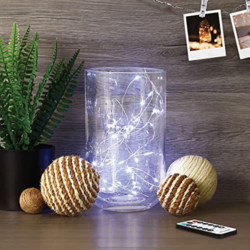 Feit Electric Fairy Light LED 10 Foot Red, Green, Blue Strand, Powered by Three AA Batteries or USB, 10ft Ultra Thin Silver-Wire Creates a Magical Red, Green, Blue Glow