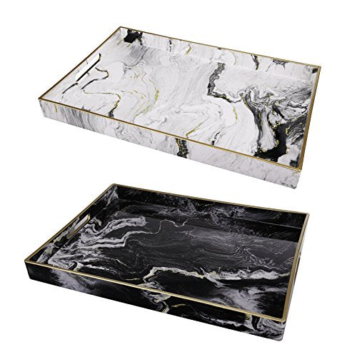 A&B Home Marble Motif Serving Trays, Set of 2