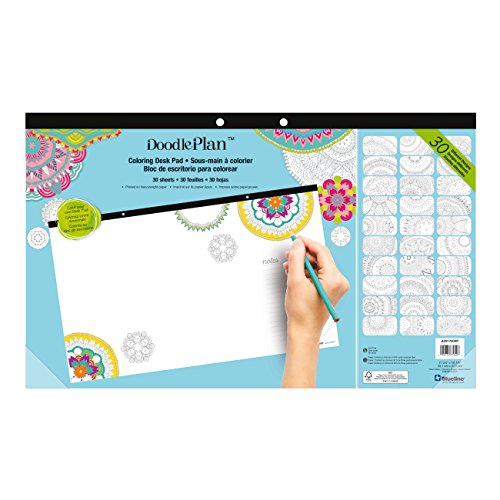 Rediform Blueline DoodlePlan Coloring Desk Pad, Mandala Design, 17.75 x 10.875 inches (A2917004P)
