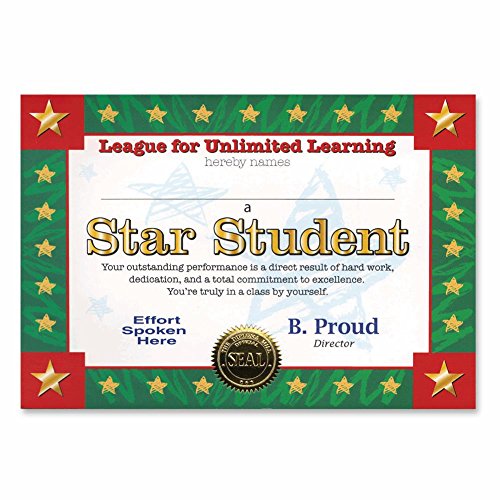 Beistle CG075 Star Student Number 1 Personalize Certificate Greeting, Multicolor, 5" x 7"