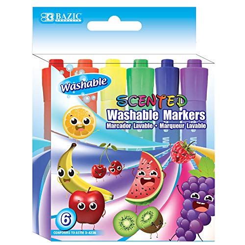 BAZIC Washable Markers Broad Line 8 Color Jumbo Size Coloring Marker, Non  Toxic Marcadorc Art School Supplies, Gift for Kids (8/Pack), 1-Pack