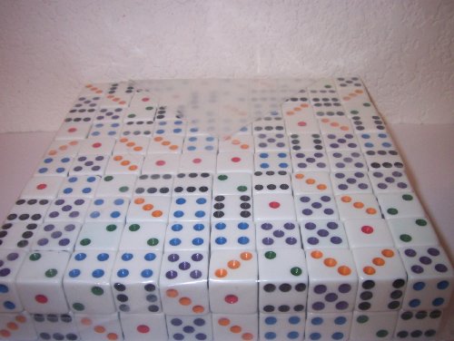 CHH Dice with Colored Pips (Set of 200), White, 16mm