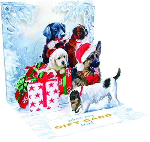 Up with Paper Pop-Up Treasures Gift Card Holder Greeting Card - Christmas Dogs