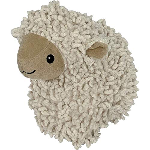 Pet Lou Durable Natural Nubby Plush Dog Toys with Squeaker and Crinkle Paper in Multi-Size (Natural Lamb -S, 5 Inch)