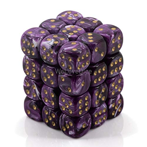Chessex Dice Block with 36 d6 Vortex Purple w/yellow