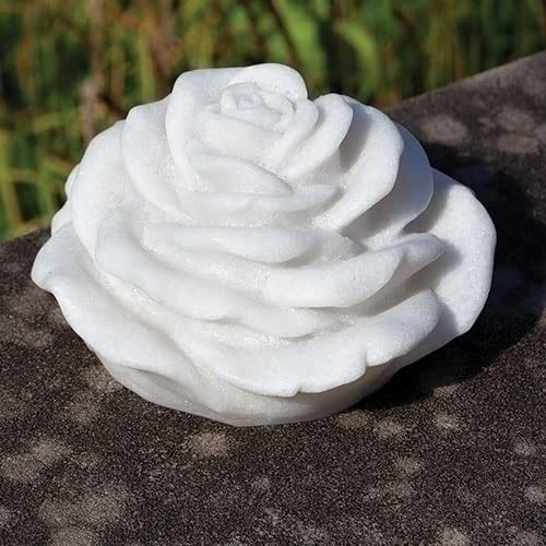 Roman LED Garden Statue with Timer, Resin and Stone Mix, Outdoor Decoration (Small Rose, 3.25-inch Height)