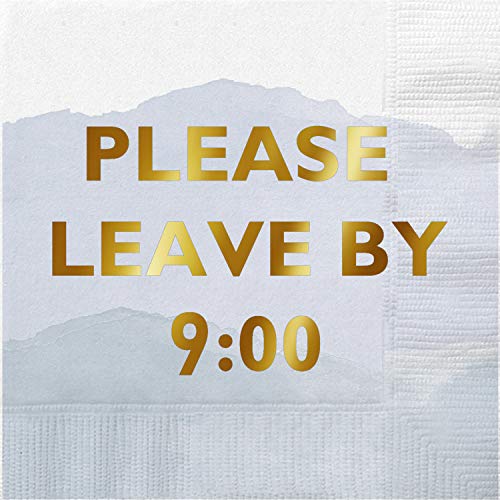 Creative Brands Slant Collections Cocktail/Beverage Paper Napkins, 5" x 5", Please Leave By 9:00, 20-Count