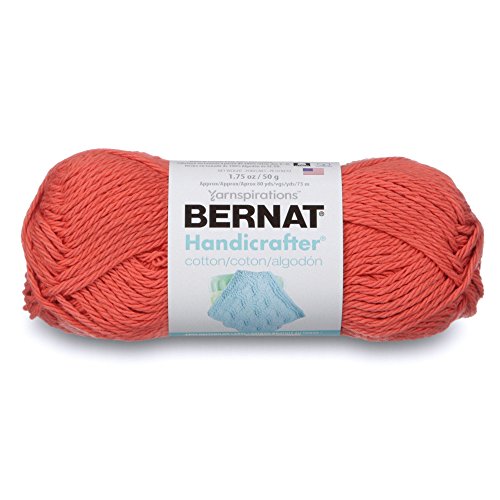 Spinrite Yarns (CA) Bernat Handicrafter Cotton Solids Yarn, 1.75 oz, Gauge 4 Medium, 100% Cotton, Tangerine