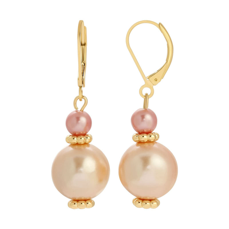 1928 Jewelry Raspberry & Champagne Fashion Pearl Drop Earrings