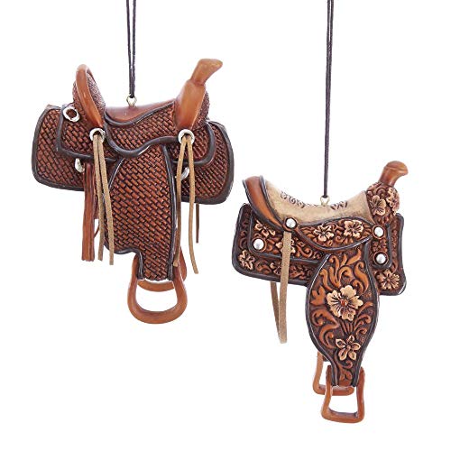 Kurt Adler Resin Western Saddle Christmas Ornaments 2 Assorted